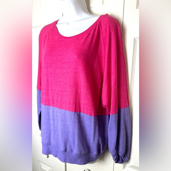 C&C CALIFORNIA Colorblock Sweatshirt Top Shirt Blouse Pink Purple Oversized Knit - Picture 4 of 9